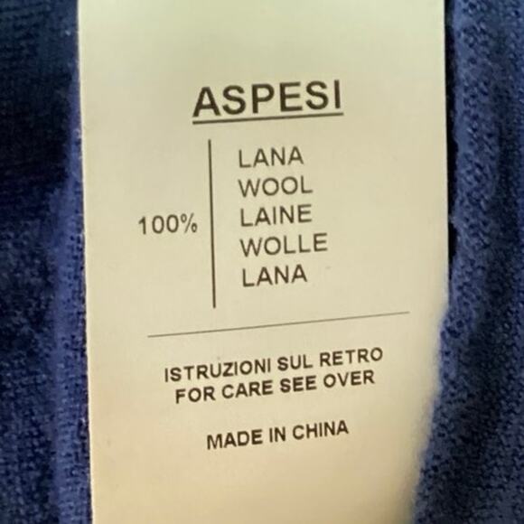 Aspesi Women's 100% Wool Blue Long Sleeve Collared Casual Polo Shirt Top Size M - Picture 4 of 4